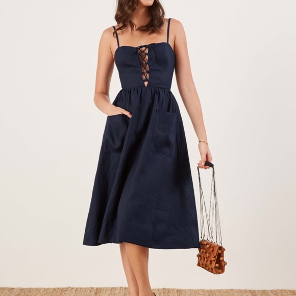 Reformation Dresses & Skirts - Reformation Navy Linen Sundress